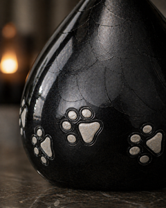 Midnight Paws Teardrop Urn