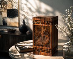 Hand-Carved Wooden Cross Urn