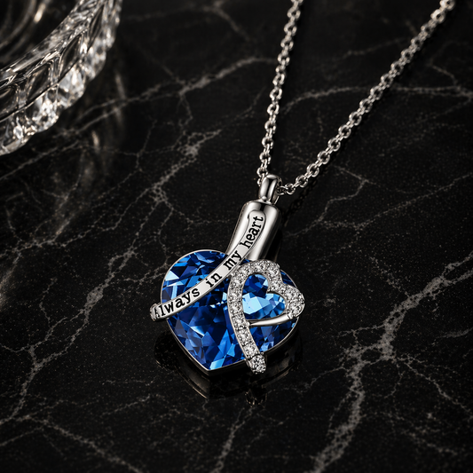 Stainless Steel Crystal Keepsake Necklace