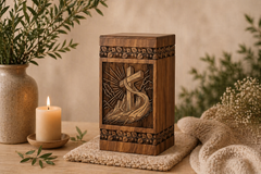 Hand-Carved Wooden Cross Urn