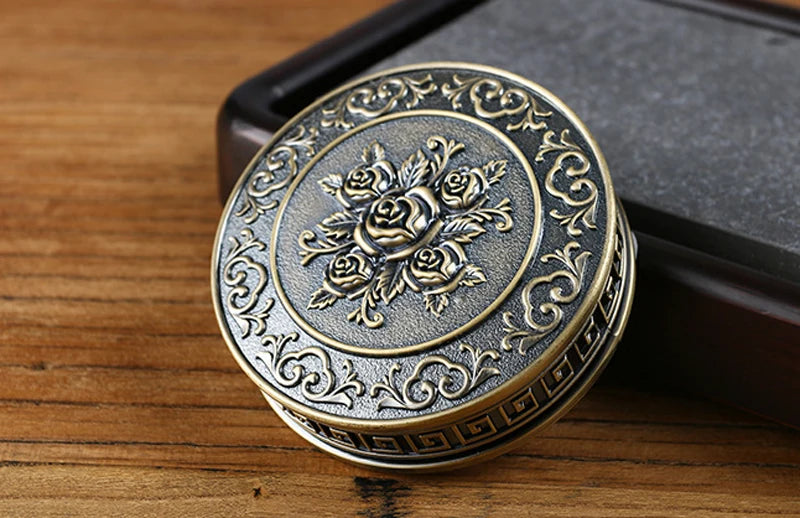 Ornate Floral Keepsake Urn in ceramic finish, floral design, top-down view
