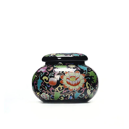 Decorative Keepsake Urn in ceramic finish, decorative design, angled side view