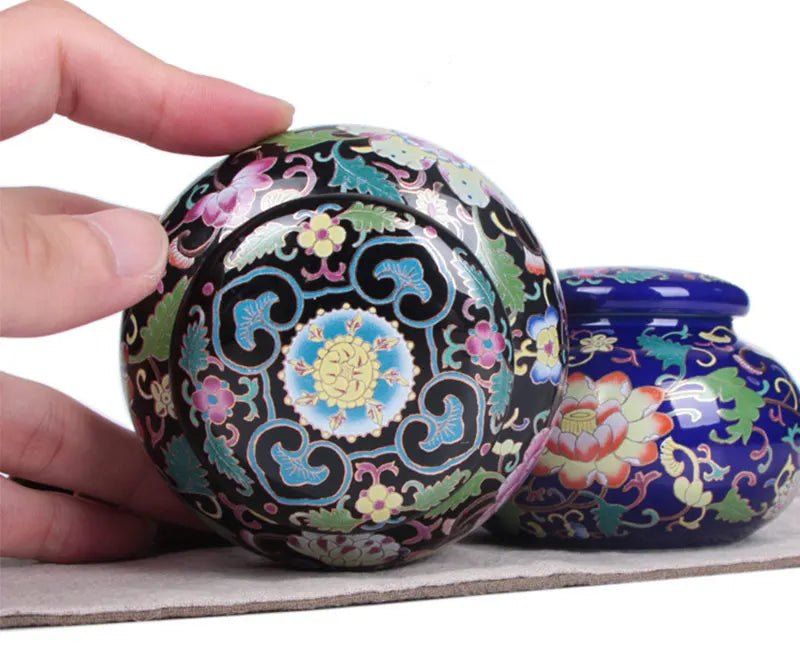 Decorative Keepsake Urn in ceramic finish, decorative design, front view