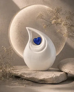 Ivory Heart Teardrop Urn