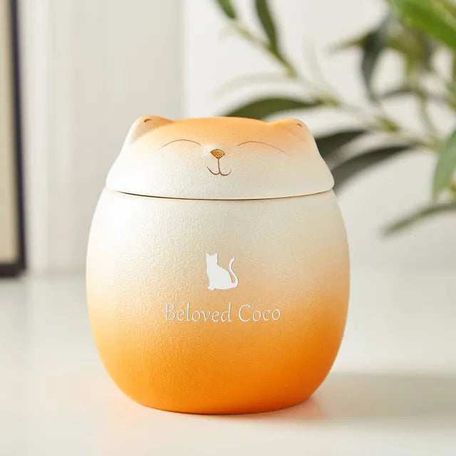 Cat Pet Urn in ceramic finish, whole-pet design, colour variant shown