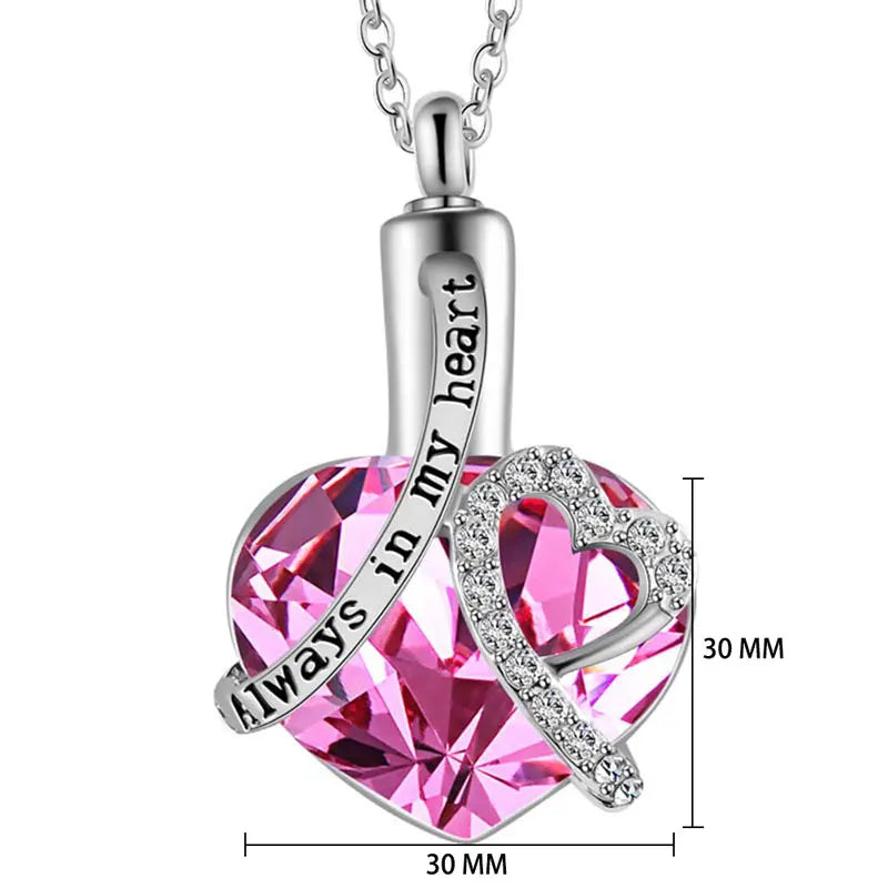 Stainless Steel Crystal Keepsake Necklace in stainless-steel finish, crystal design, chain and clasp detail