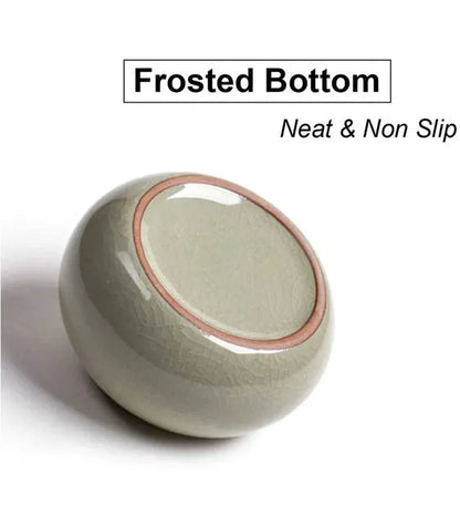 Handcrafted Frost Glaze Keepsake Urn in ceramic finish, frost glaze design, interior chamber view