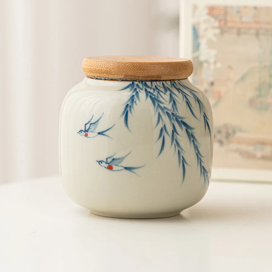 Mini Ceramic Keepsake Urn in ceramic finish, mini design, angled side view