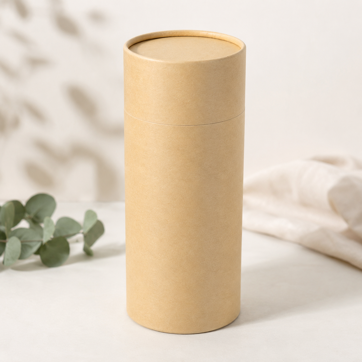 Natural Kraft biodegradable scatter urn, front view