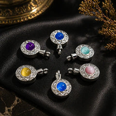 "Opal Style Keepsake Necklace in opal-style stone finish, opal design, front view